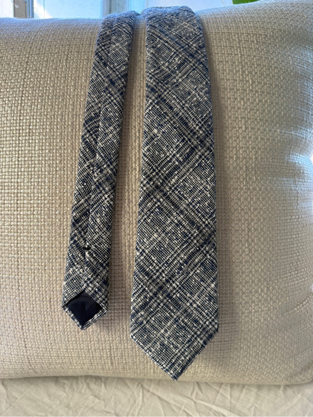 NWT SuitSupply Blue Textured Plaid Tie Italian Fabric | Designer Neck Tie